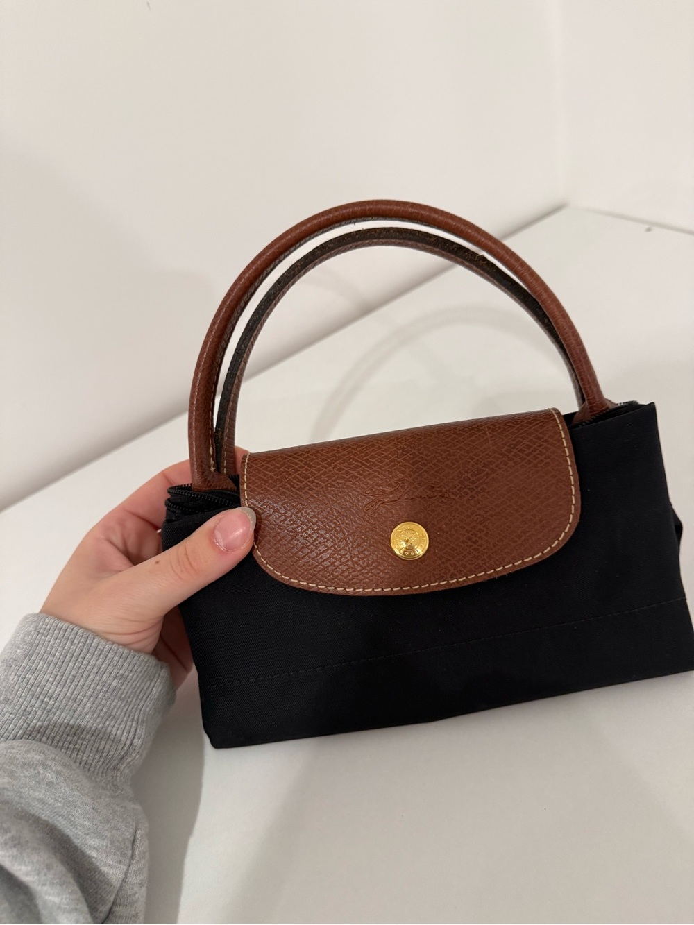 Longchamp Black Foldable Small Tote Bag